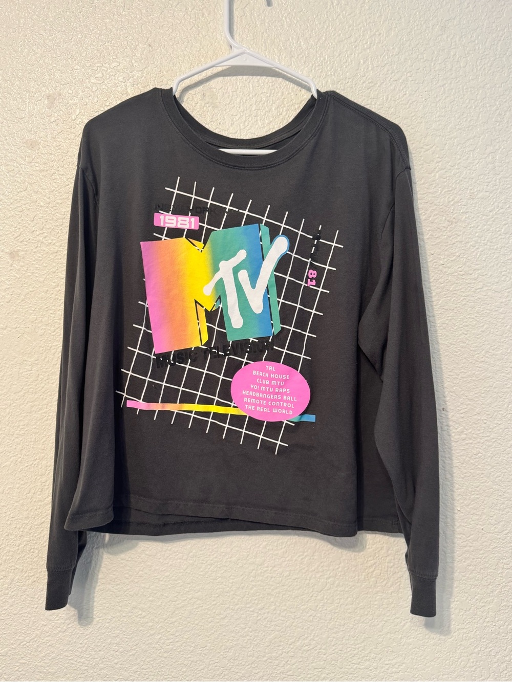 Love Tribe Black Long-Sleeve MTV Rainbow Grid Graphic Tee
